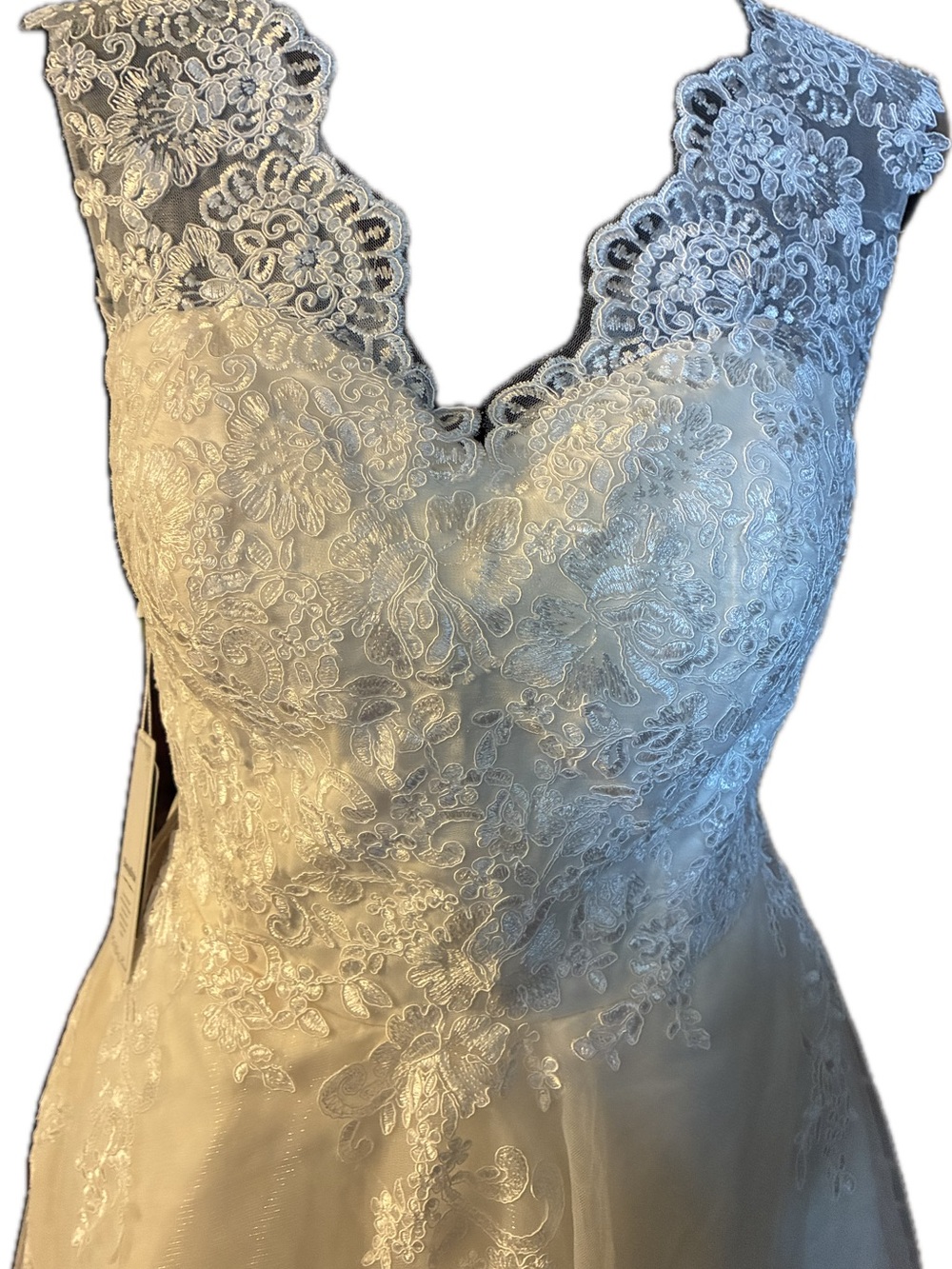 Bestop Ivory Lace Blush Lining V-Neck Corset Midi A-line Women's Dress